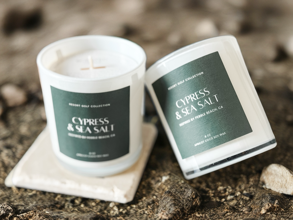 Cypress & Sea Salt - 8 oz. Resort Golf Candle – Luxe Candle & Bath Co.