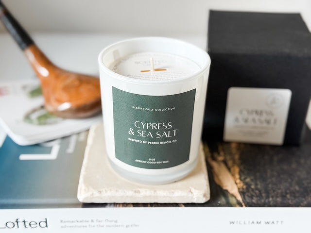 Cypress & Sea Salt - 8 oz. Resort Golf Candle – Luxe Candle & Bath Co.